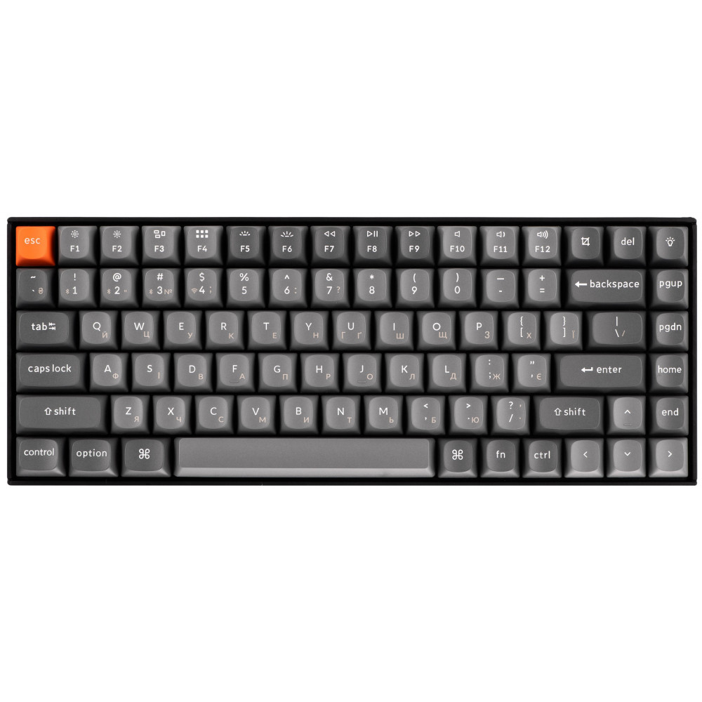 Клавіатура механічна Keychron K2 Max 84Key, K Super Brown, WL/BT/USB-A, QMK, EN/UKR, White Led, чорний