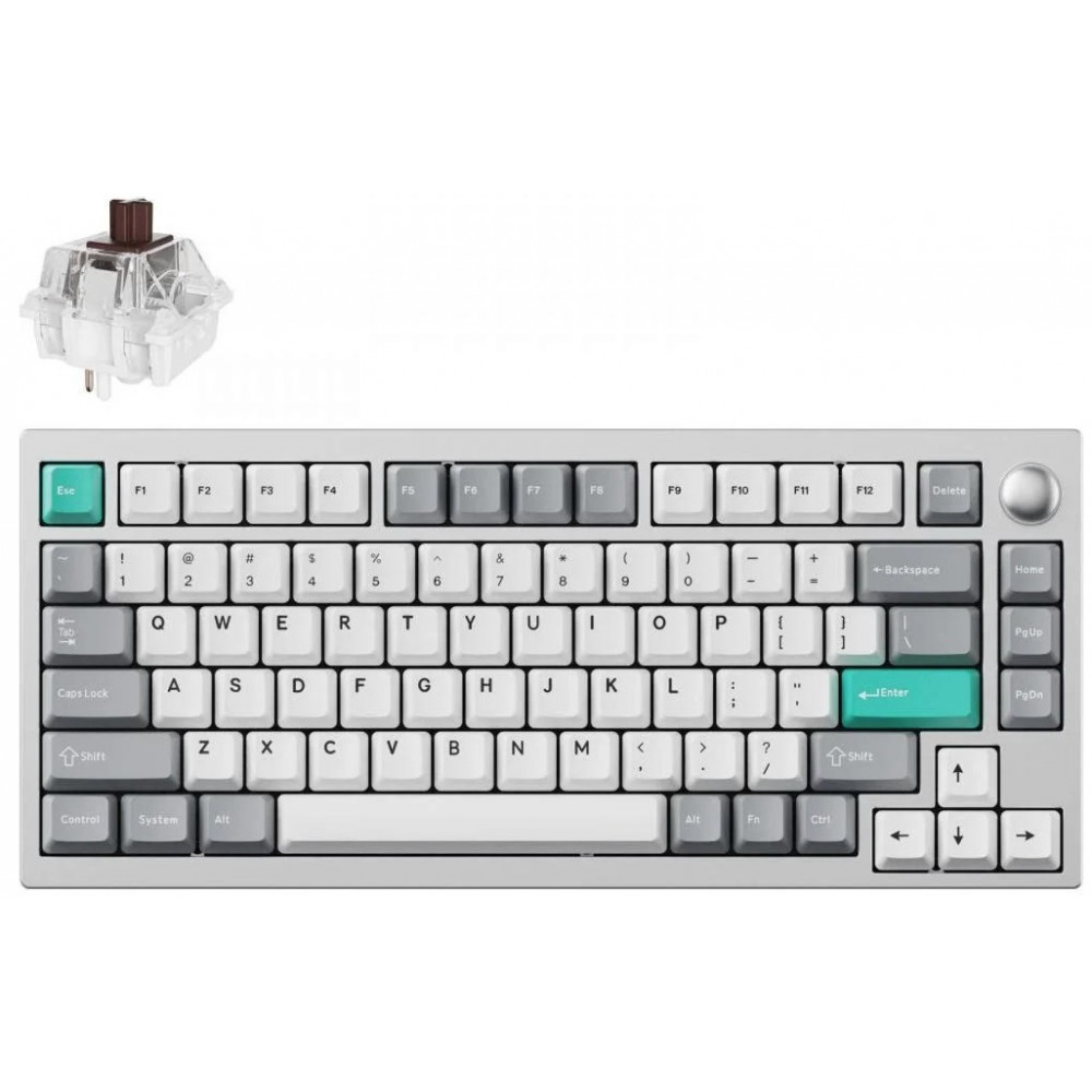 Клавіатура механічна Lemokey  P1 Pro 84Key, Keychron Super Brown, WL/BT/USB-A, QMK/VIA, Hot-Swap, EN/UKR, RGB,  Knob, Space Silver