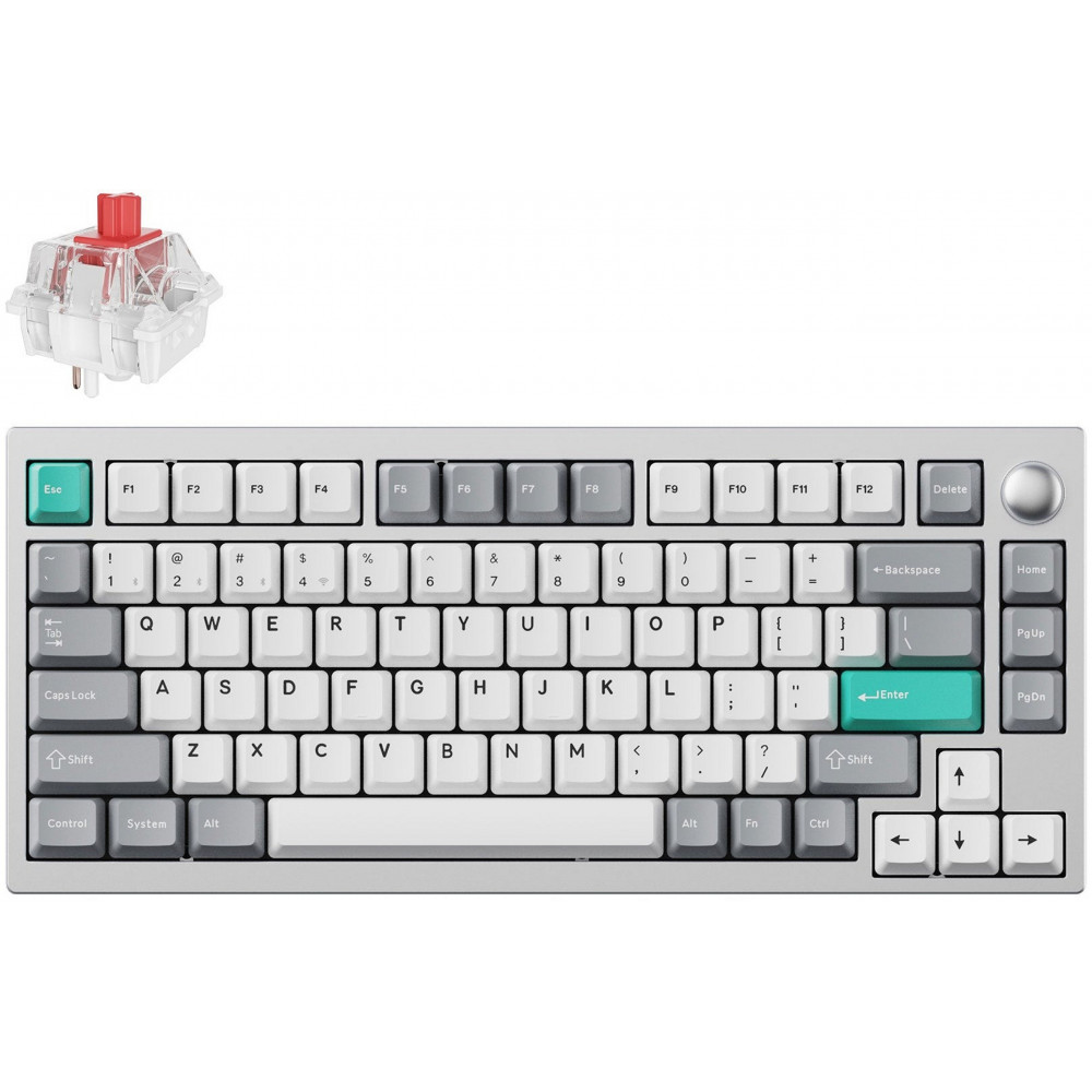 Клавіатура механічна Lemokey  P1 Pro 84Key, Keychron Super Red, WL/BT/USB-A, QMK/VIA, Hot-Swap, EN/UKR, RGB,  Knob, Space Silver