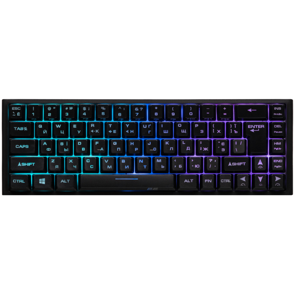 Клавіатура мембранна 2E GAMING KG350 68key, USB-A, EN/UA/RU, RGB, чорний