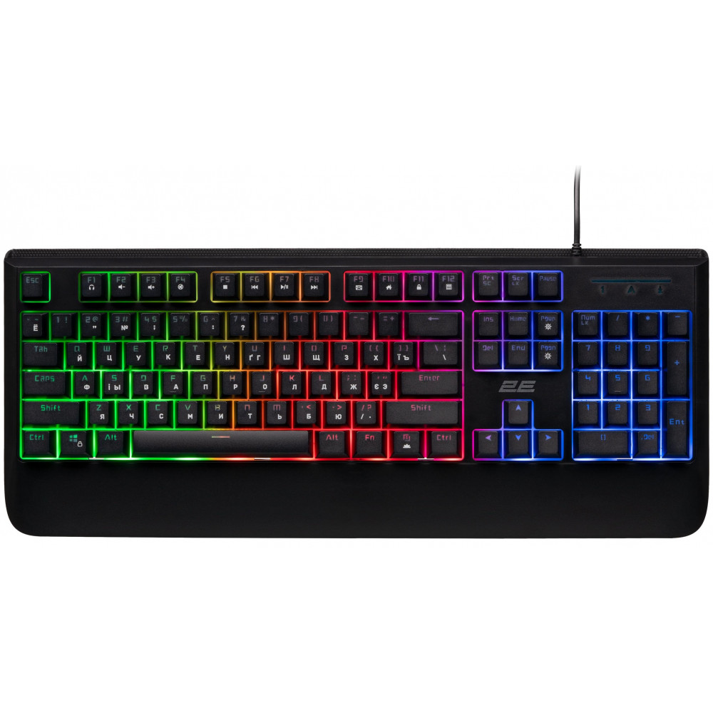 Клавіатура мембранна 2E GAMING KG325 104key, USB-A, EN/UA/RU, LED, чорний