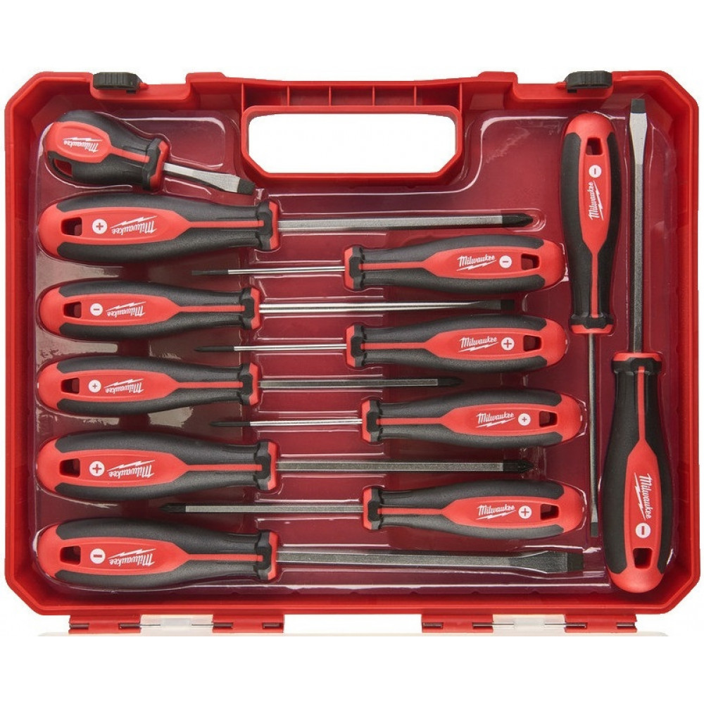 Викрутки Milwaukee набір 12шт, магнітні, SL,PH,PZ, кейс