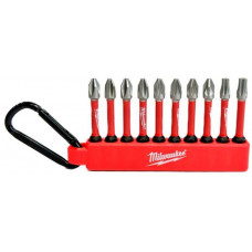 Біти Milwaukee Shockwave carabiner2, набір 10шт, сталь Біти Milwaukee Shockwave carabiner2, набір 10шт, сталь