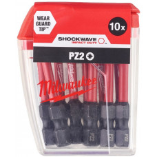Біти Milwaukee Shockwave, набір 10шт, PZ2х50мм Біти Milwaukee Shockwave, набір 10шт, PZ2х50мм