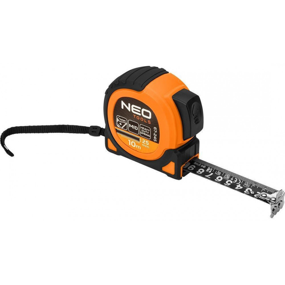 Рулетка Neo Tools Super Black, 10мx25мм, з фіксатором змотування, магніт