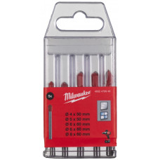 Набір свердел по склу та кахелю Milwaukee GENII, 5шт, 4-8мм, кейс Набір свердел по склу та кахелю Milwaukee GENII, 5шт, 4-8мм, кейс
