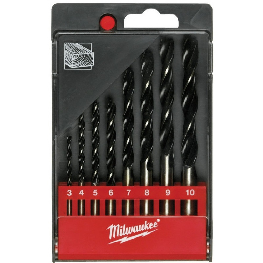 Набір свердел по дереву Milwaukee, 8шт, 4-10мм, кейс