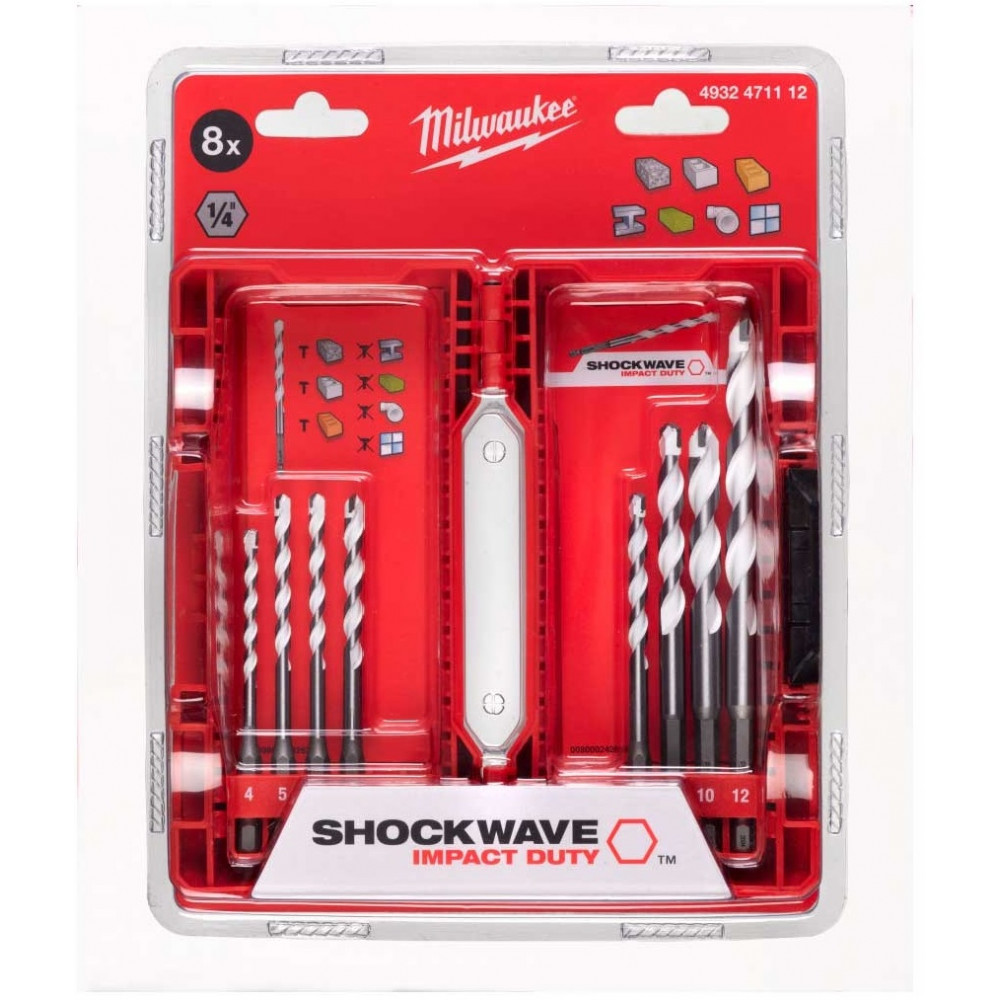 Набір свердел Milwaukee ShW HEX, універсальний, 8шт, 3-10мм, кейс