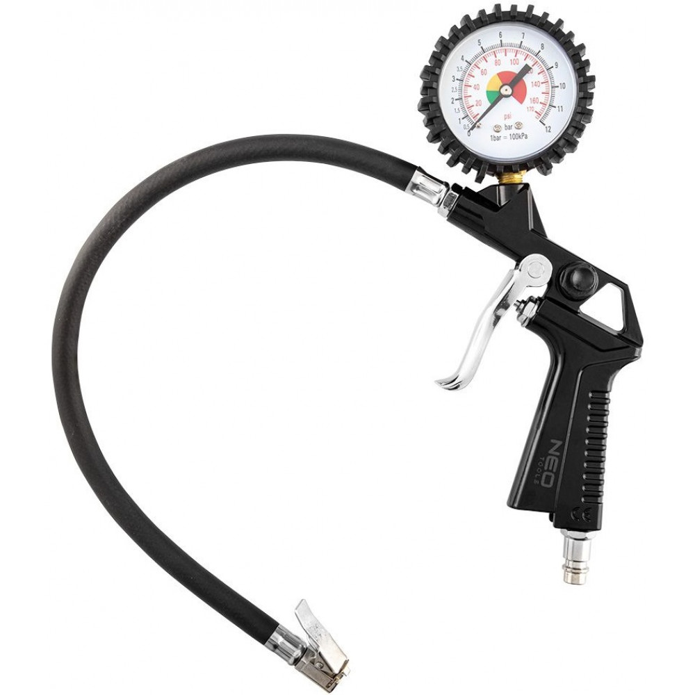 Пістолет для підкачування шин Neo Tools, 12бар, подовжене сопло 370мм