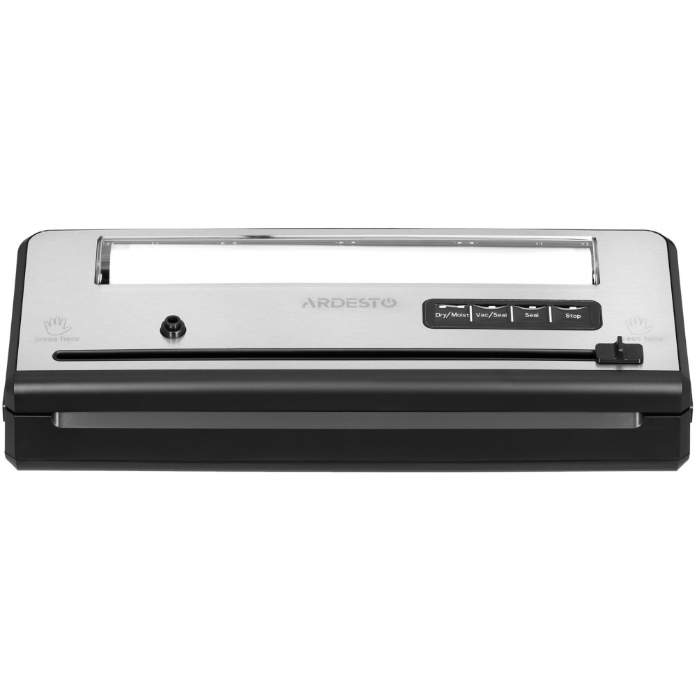 Вакууматор Ardesto для пакетів та рулонів, 110Вт, 28см, електронне, + 1 рулон, пластик+нерж., сріблястий