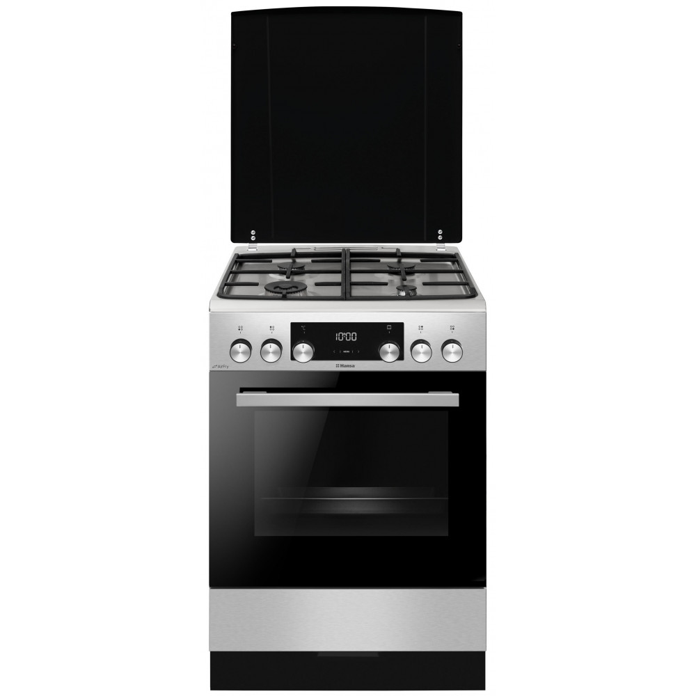 Плита Hansa комбінована, 77л, 60x60см, дисплей, конвекція, чавун, нерж