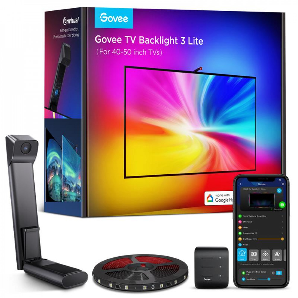 Набір адаптивного підсвічування Govee H6097 Backlight 3 Lite 40-50', RGBICW, WI-FI/Bluetooth, чорний