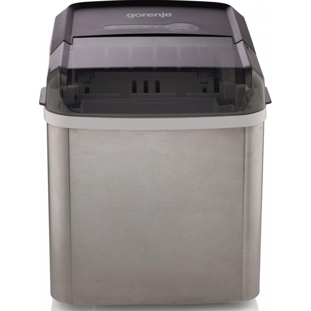 Льодогенератор побутовий Gorenje, 12кг/добу, 1,3л, дисплей, сріблясто - чорний