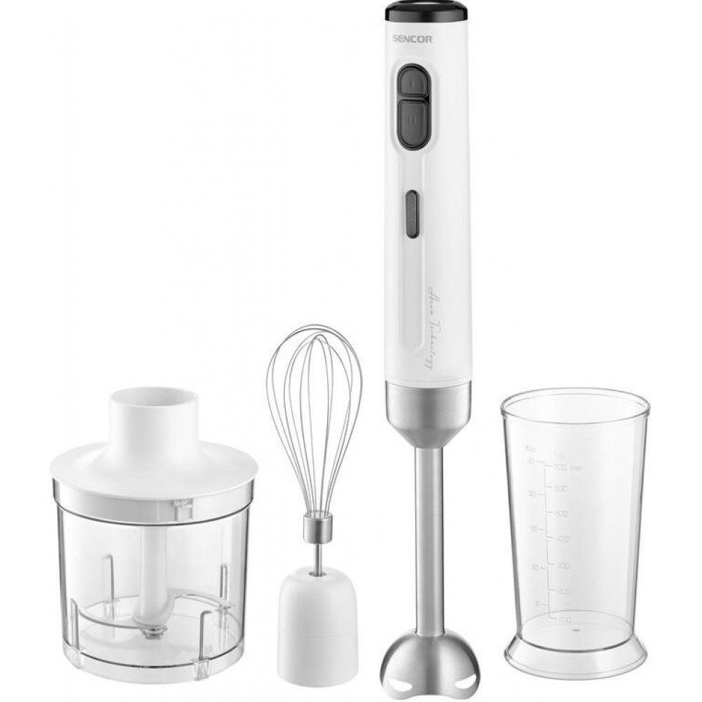 Блендер Sencor заглибний Accu technology, 200Вт, 3в1, чаша-800мл, безпровідний, USB-C, біло-сірий