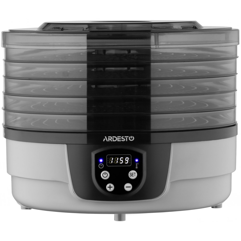 Сушарка для продуктів  Ardesto FDB-532TTC, 250Вт, піддонів -5x3см, діаметр-32см, макс-70°С, таймер, електр. управління, пластик , білий