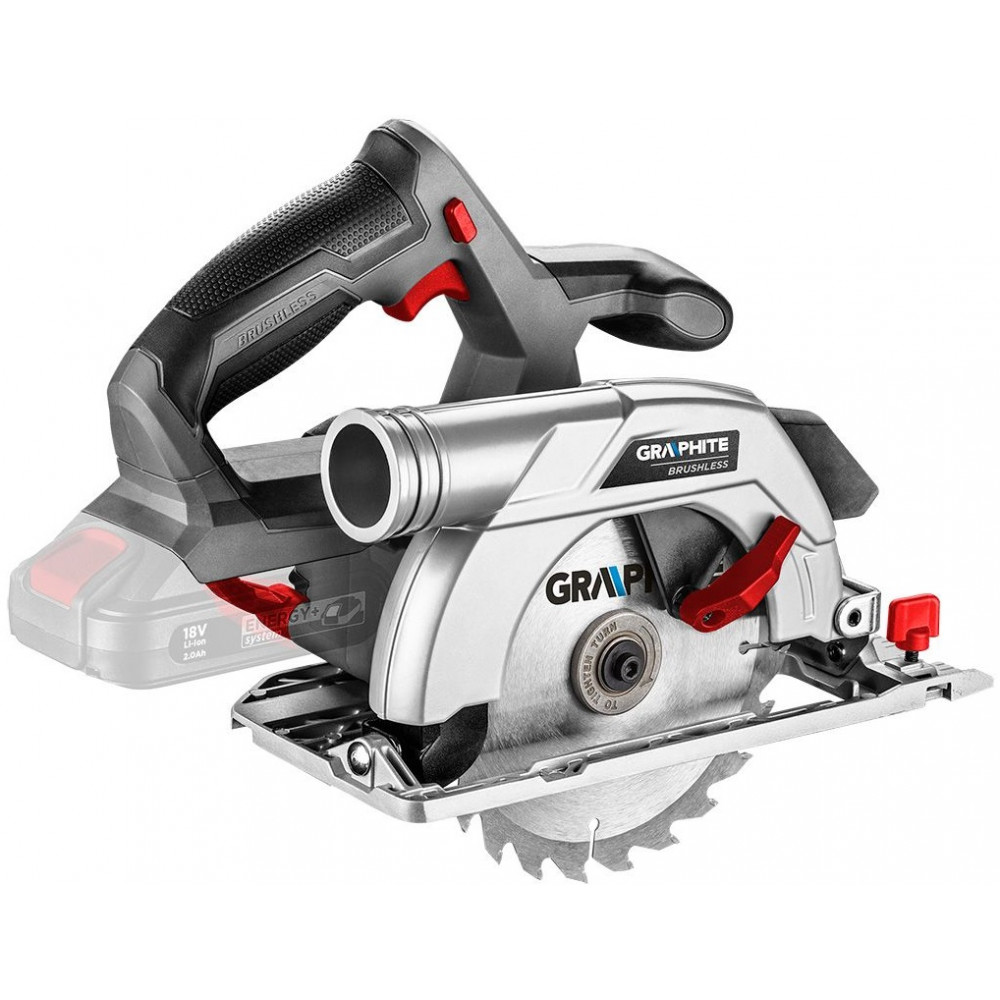Пила дискова акумуляторна GRAPHITE Energy+ 18В безщітковий 165мм 2.95кг без АКБ та ЗП