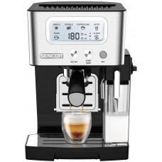 Кавоварка Sencor ріжкова 1.4л, мелена, автоматичний капучинатор, LCD-дисплей, нерж. сталь-чорний