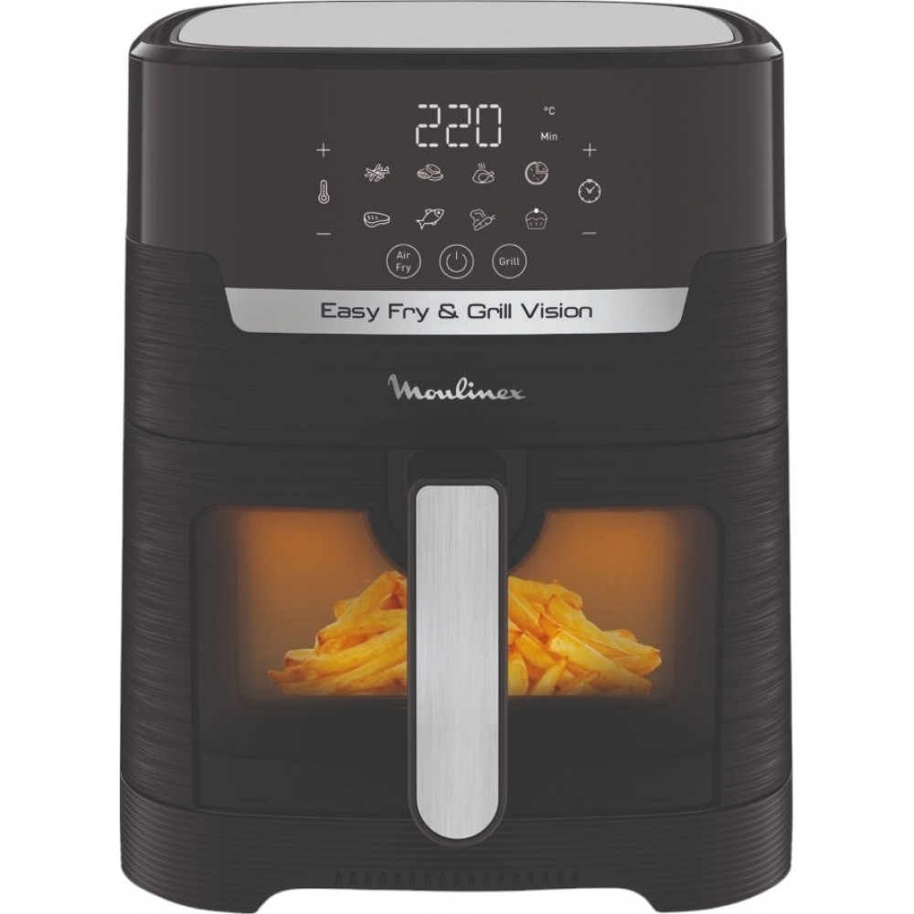 Мультипіч Moulinex Easy Fry&Grill Window, 1550Вт, чаша-4.2л, сенсорне керув., 8 програм, з віконцем, пластик, чорний