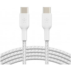 Кабель USB-C > USB-C заряджання/синхронізації Belkin 1м, 60Вт, Type-C, плетений, білий
