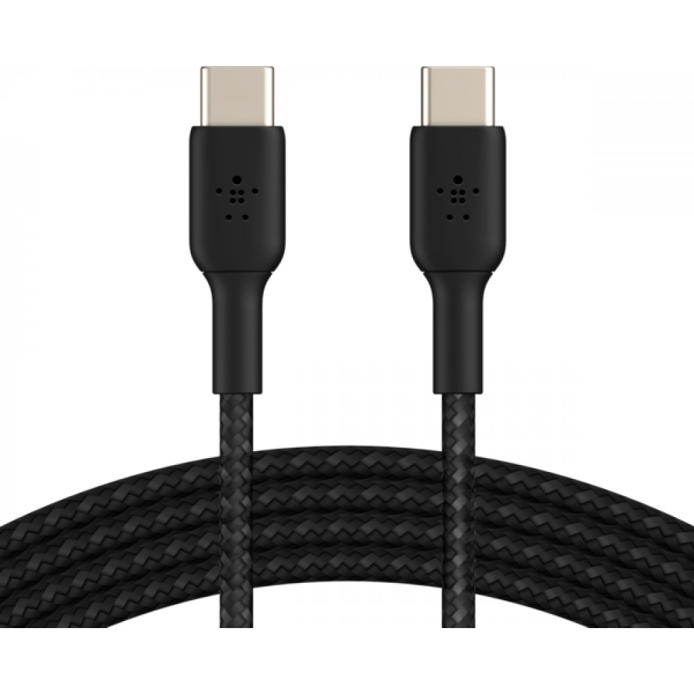 Кабель USB-C > USB-C заряджання/синхронізації Belkin 1м, 60Вт, Type-C, плетений, чорний