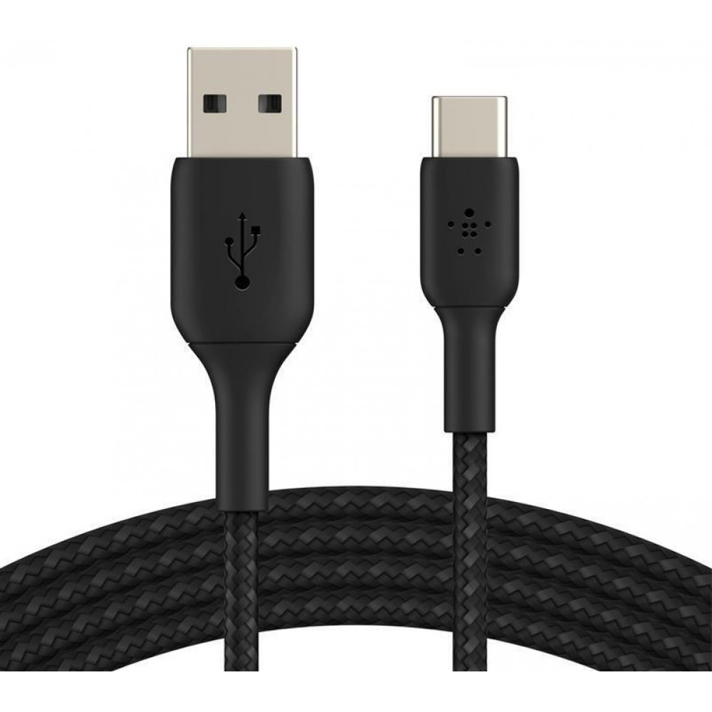 Кабель USB-A > USB-C заряджання/синхронізації Belkin 3м, 15Вт, Type-C, плетений, чорний
