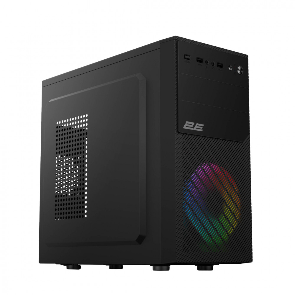 Корпус 2E Basis RD850 без БЖ 1xUSB3.0, 2xUSB2.0, 1x120мм ARGB, VGA 290мм, Metal Side Panel, mATX, чорний