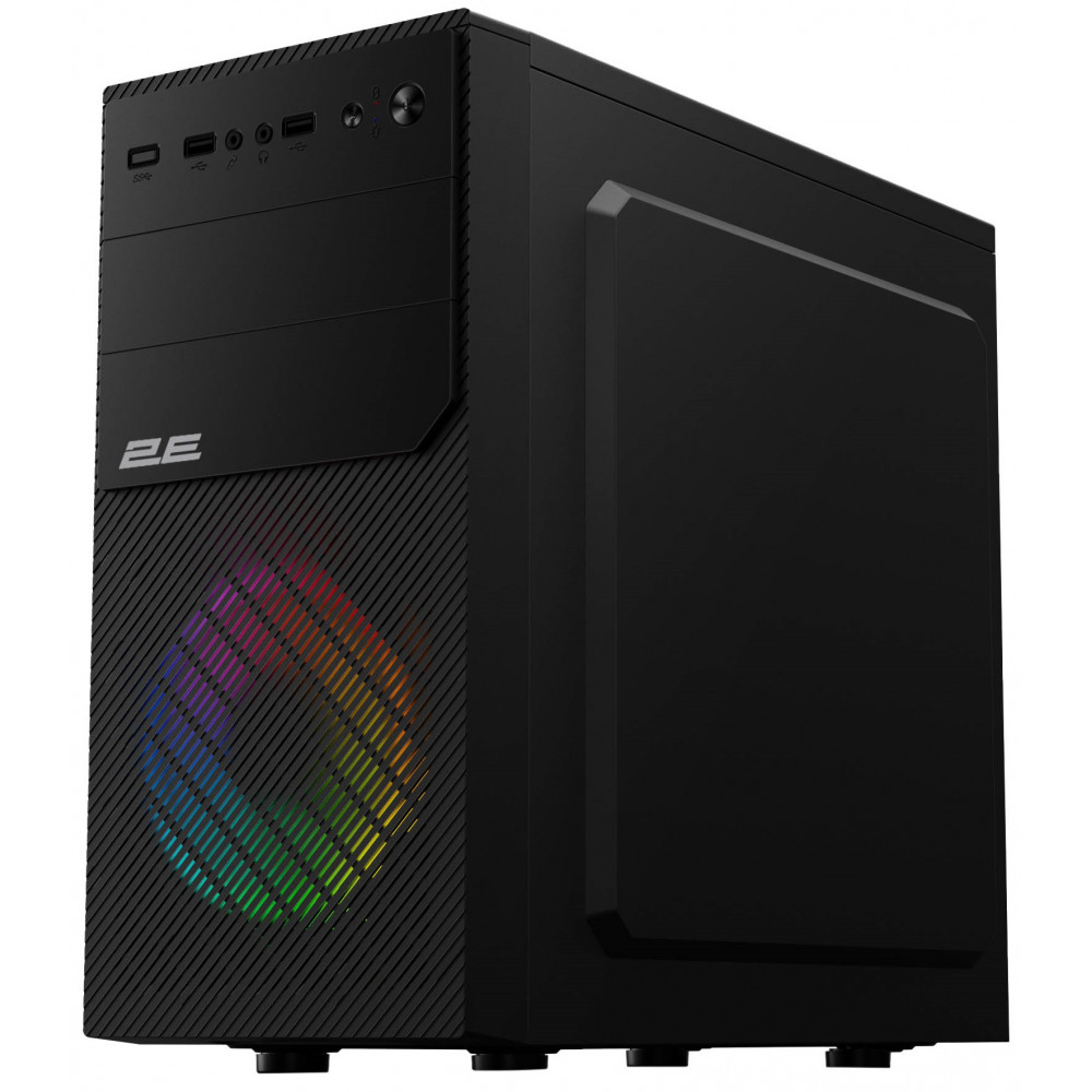 Корпус 2E Basis RD850 без БЖ 1xUSB3.0, 2xUSB2.0, 1x120мм ARGB, VGA 290мм, Metal Side Panel, mATX, чорний