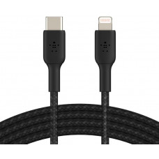 Кабель USB-C > Lightning заряджання/синхронізації Belkin 1м, 30Вт, Type-C, плетений, чорний