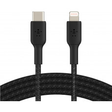 Кабель USB-C > Lightning заряджання/синхронізації Belkin 2м, 30Вт, Type-C, плетений, чорний