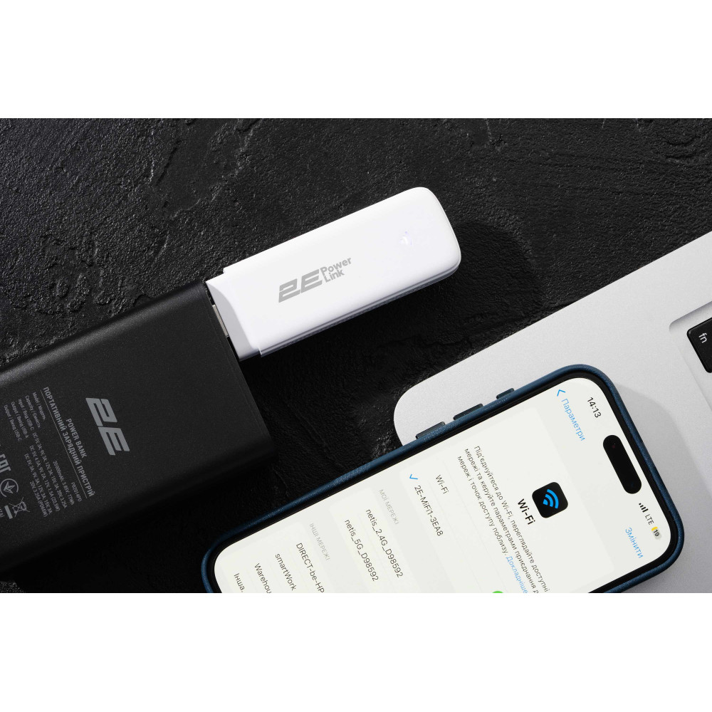 Мобільний маршрутизатор 2E PowerLink (MiFi-1 2024) LTE, Wi-Fi4, 1xUSB, 1xCRC9 білий