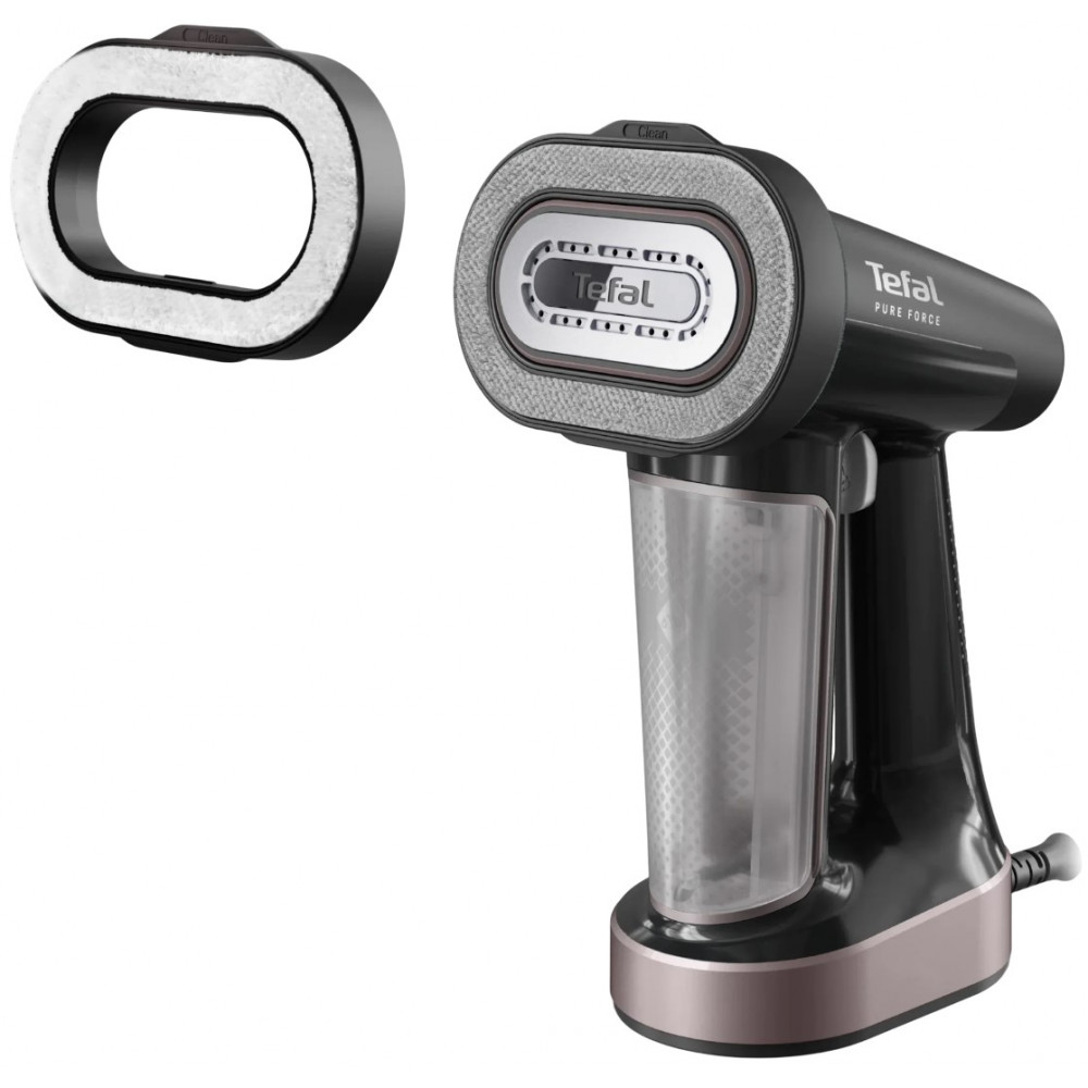 Відпарювач Tefal компактний Pure Force 3в1, 1800Вт, 180мл, постійна пара - 35гр, керам. підошва, чорно-рожевий