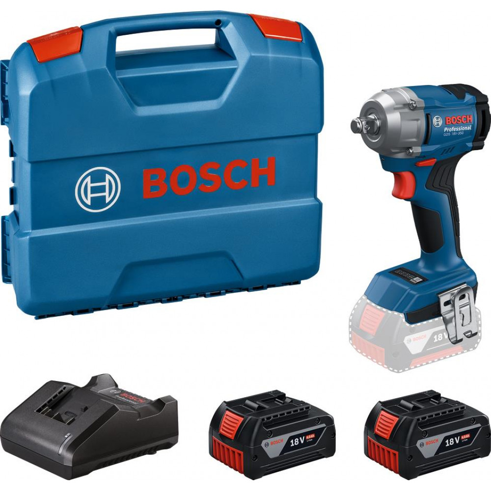 Гайковерт ударний Bosch Professional GDS 18V-350 18В 2x4А·год до 3400об/хв 85/200/350Нм квадрат 1/2