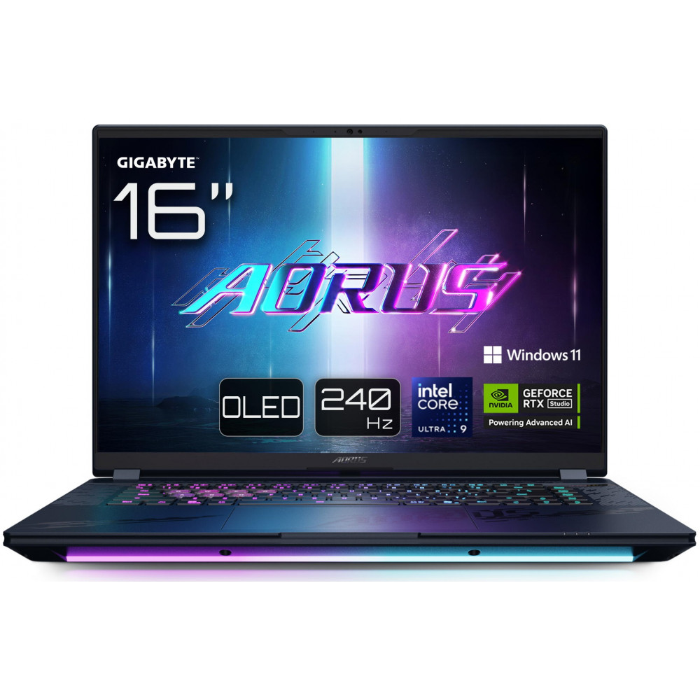 Ноутбук AORUS MASTER 16 16.0 QHD OLED 240Hz, INTEL ARL HX Ultra9, 32GB, F2TB, NVD5080-16, W11, чорний