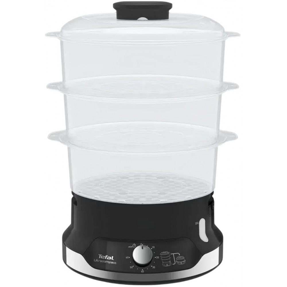 Пароварка Tefal Ultracompact, 800Вт, об'єм-9л, резервуар для води -1л, механічне керув., пластик, чорний