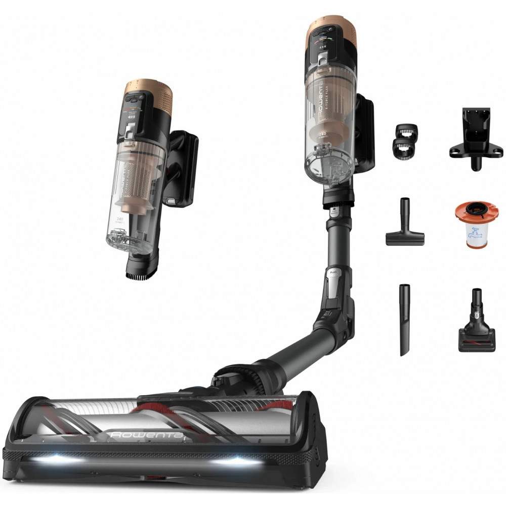 Пилосос Rowenta безпровідний X-Force Flex 14.80 Auto Animal, 240Вт, конт пил -0.65л, автон. робота до 90хв, HEF system 99,9%, чорно-золотий