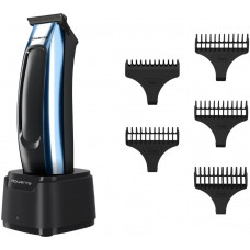 Тример Rowenta Barber Experience, для голови, бороди, мережа+акум., роторний мотор, насадок-5, нержавіюча сталь з покриттям DLC, чорно-синій