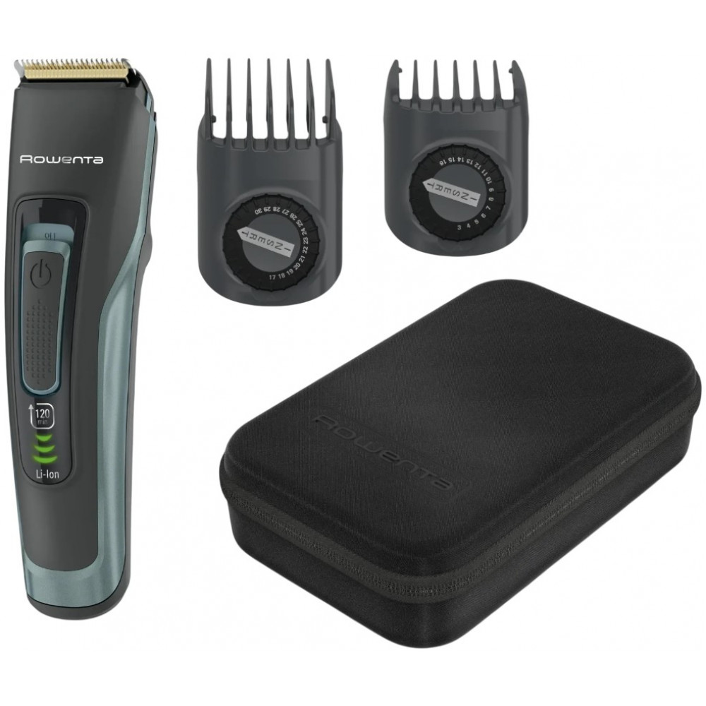 Машинка для стрижки Rowenta Advancer, для бороди, вусів, голови, мережа+акум., роторний мотор, насадок-2, кейс, титан.напил., темно-зелений