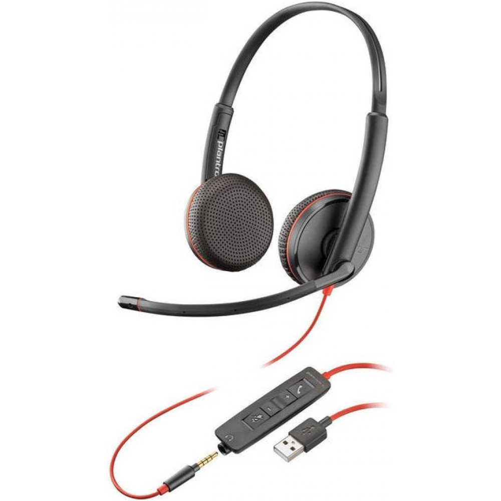 Гарнітура комп'ютерна стерео On-ear Poly Blackwire 3225 HS, USB-A, 3.5 мм, всеспрямований, чорний