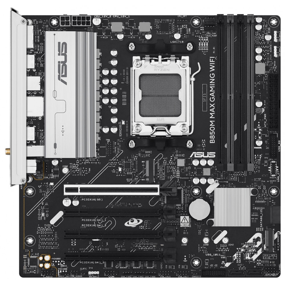 Материнcька плата ASUS B850M MAX GAMING WIFI sAM5 B850 4xDDR5 M.2 HDMI DP WiFi BT mATX