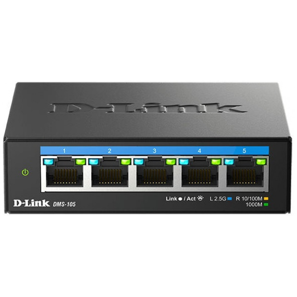 Комутатор D-Link DMS-105 5x2.5GE, Некерований