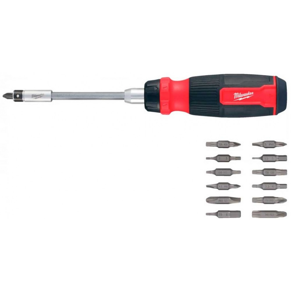 Викрутка Milwaukee, 27 насадок, руків'я двокомпонентне, (Hex, PH, SL, PZ, Torx), сталь CrV