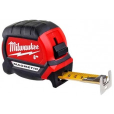 Рулетка Milwaukee Premium, 8мх27мм, з фіксатором змотування, АБС-пластик, магніт