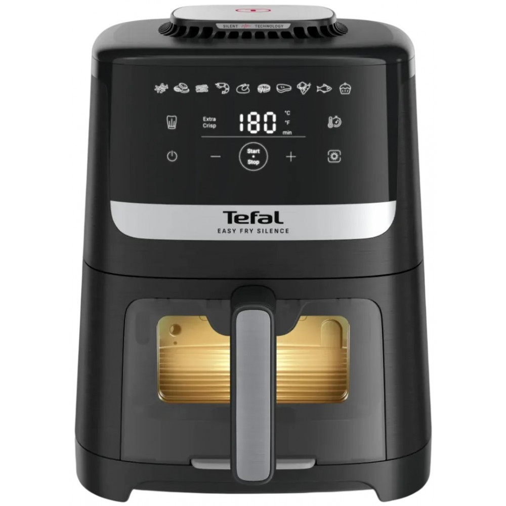 Мультипіч Tefal Easy Fry Silence Vision, 1670Вт, чаша-5л, сенсорне керув., 10 програм, з віконцем, пластик, чорний