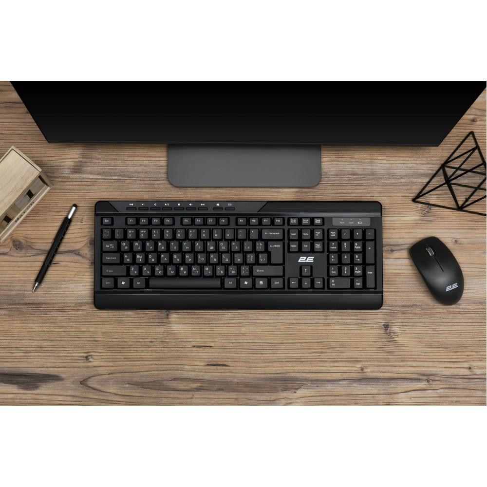 Комплект клавіатура та миша 2E MK410 WL, EN/UK/RU, чорний