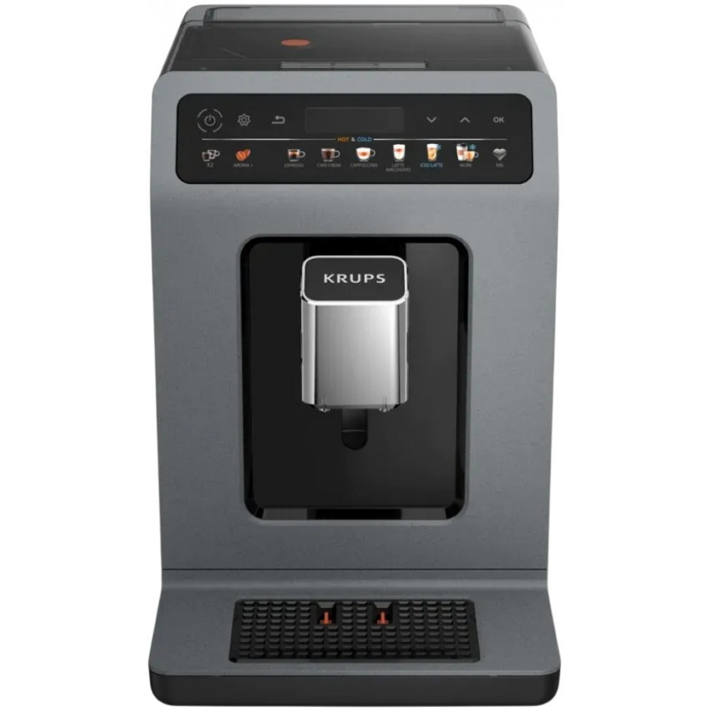 Кавомашина Krups Evidence Hot & Cold 2.3л, зерно, автомат.капучинатор, ОLED диспл, авторецептів - 18, сіро - чорний