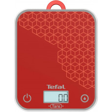 Ваги Tefal кухонні Optiss, 5кг, AAAx2 в комплекті, скло, червоний