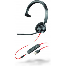 Гарнітура комп'ютерна моно On-ear Poly Blackwire 3315, USB-A, всеспрямований, чорний Гарнітура комп'ютерна моно On-ear Poly Blackwire 3315, USB-A, всеспрямований, чорний