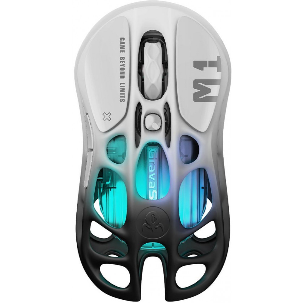 Миша GravaStar Mercury M1 Pro, BT/WL/USB-A, RGB, чорно-білий