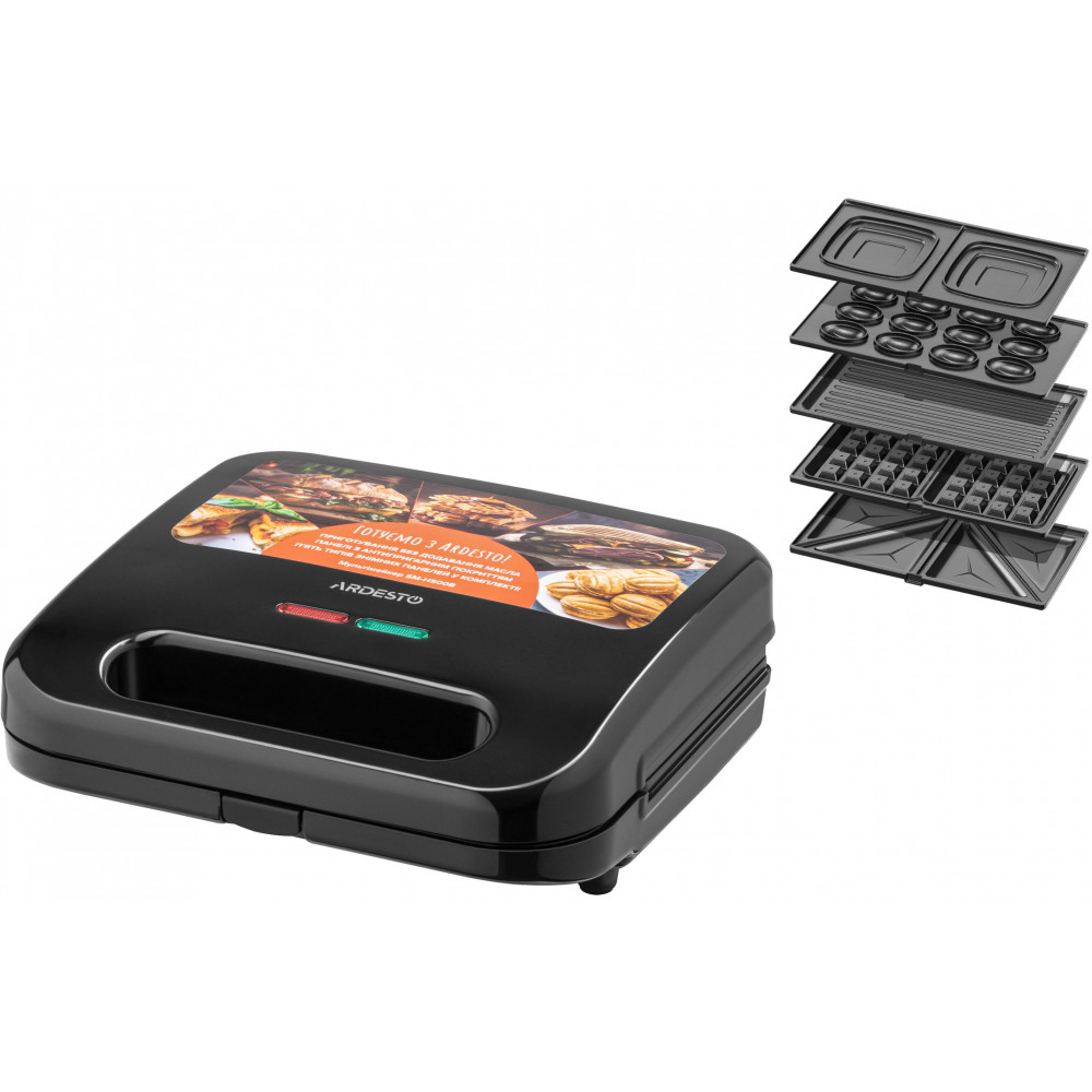 Мультимейкер Ardesto, 700Вт, комплект-5 пластин, корпус-пластик, чорний