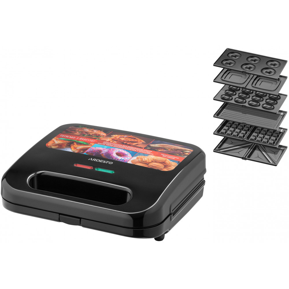 Мультимейкер Ardesto, 700Вт, комплект-6 пластин, корпус-пластик, чорний